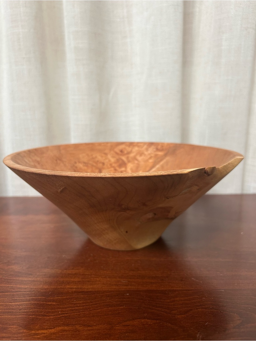 Handcrafted Maple Burl Wood Cyclone Bowl Rustic Decor